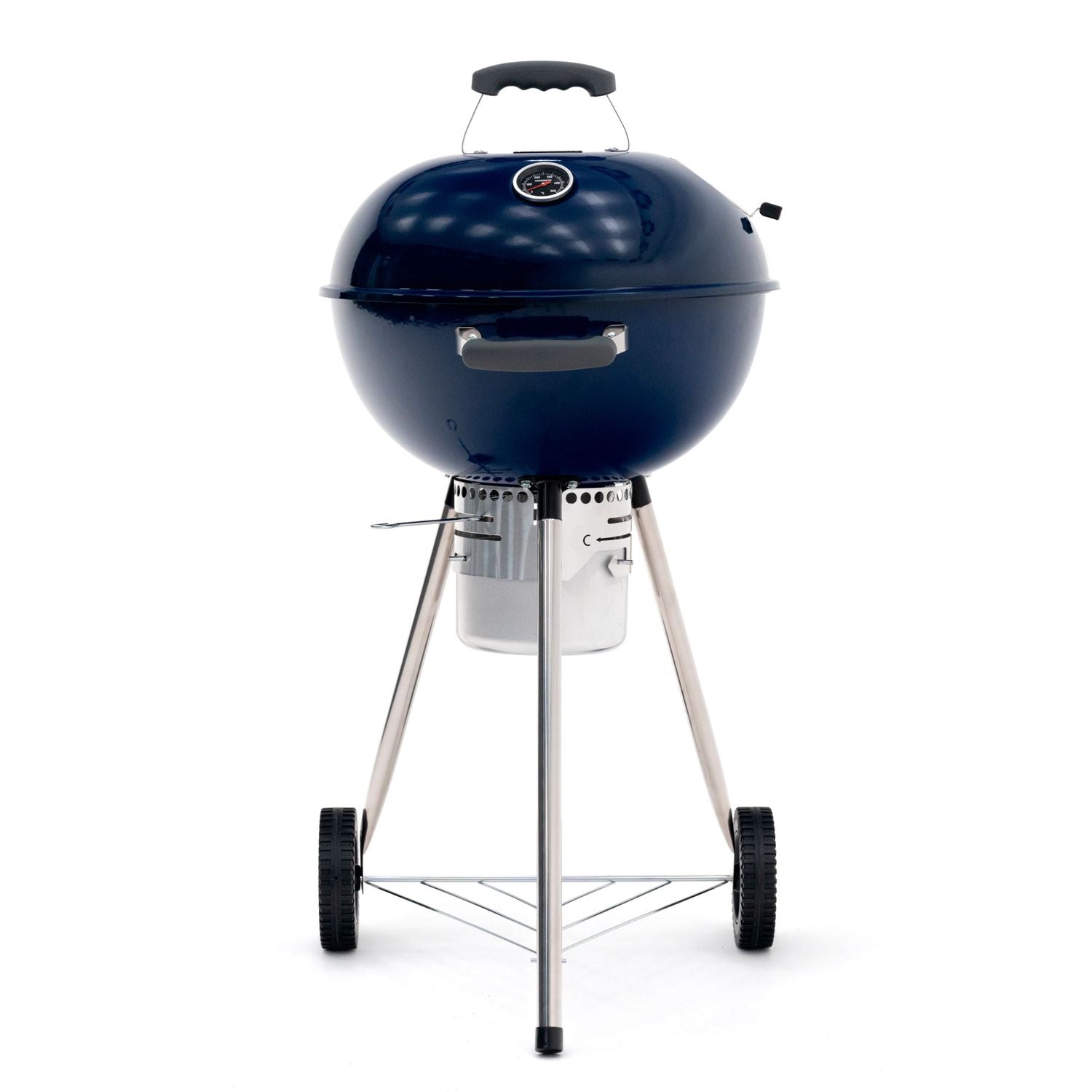Barbacoa De Carbón Portátil Con Ruedas Kekai Yellowstone 58x47x100 Cm Redonda Con Tapa Y Encendedor Esmaltado En Azul