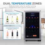 2026 Refrigerador de Vinos Independiente Newair® – 28 Botellas (48 cm), Doble Zona, Acero Inoxidable
