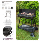 Barbacoa De Carbón Lolahome Con Parrilla De Acero, 57x38x80 Cm, Negra
