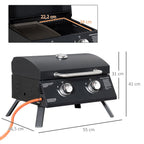 Barbacoa De Mesa A Gas De Acero A Carbono 55x46,5x41cm-outsunny.negro