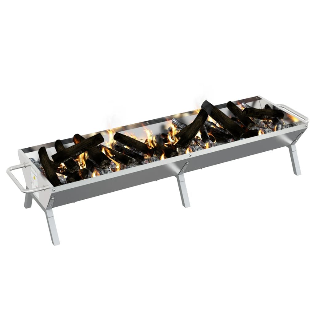 Bandeja Para Barbacoa Acero Inoxidable Plateado 158x42x31 Cm Vidaxl