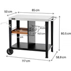 Carro De Servicio Para Barbacoa "gelia" 117 X 59 Cm - Acero Inoxidable - Negro