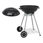 Barbacoa Redonda De Carbón Apricena Con Tapa 80x49x47cm - Negro [casa.pro]