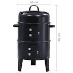 Barbacoa Ahumador De Carbón 3 En 1 40x80 Cm Vidaxl