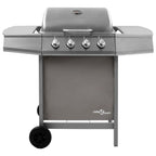 Barbacoa De Gas Con 4 Fogones Plateada Vidaxl