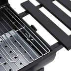 2026 Barbacoa con ruedas y estantes, negra, acero, 115 x 85 x 95 cm, barbacoa exterior