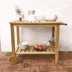 Aparador De Barbacoa De Madera Con Ruedas, Madera