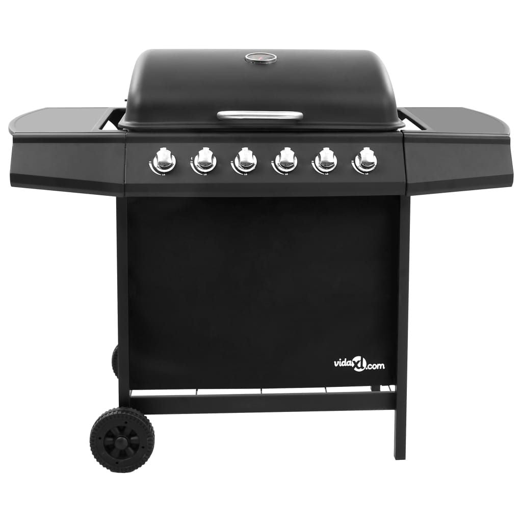 Barbacoa De Gas Con 6 Fogones Negra Vidaxl
