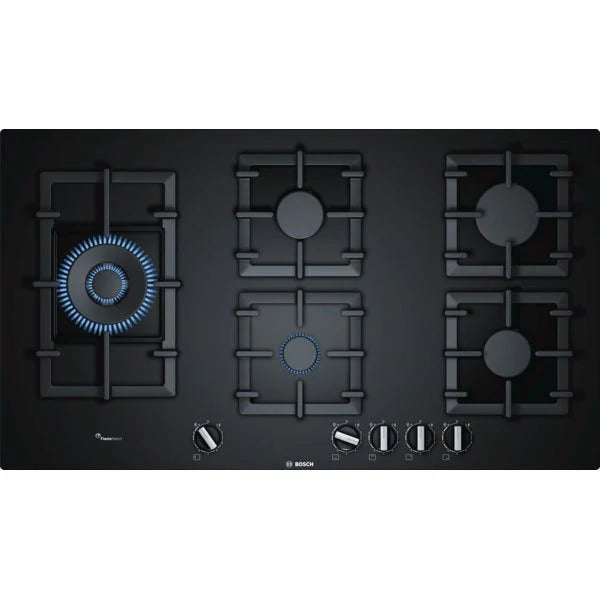 Placa de Gas Bosch PPS9A6B90 Serie 6 – 90 cm de Vidrio Templado Negro