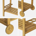 Aparador De Barbacoa De Madera Con Ruedas, Madera