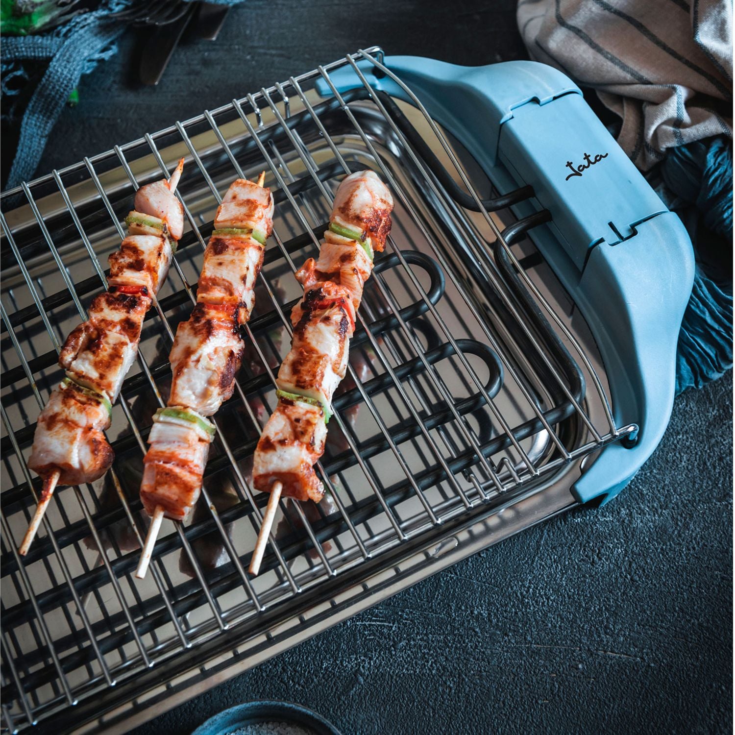 Barbacoa Eléctrica Jata Bq5101am. Cocina Sano Sin Humos Ni Olores. Parrilla Con 2 Alturas. Fabricada En España