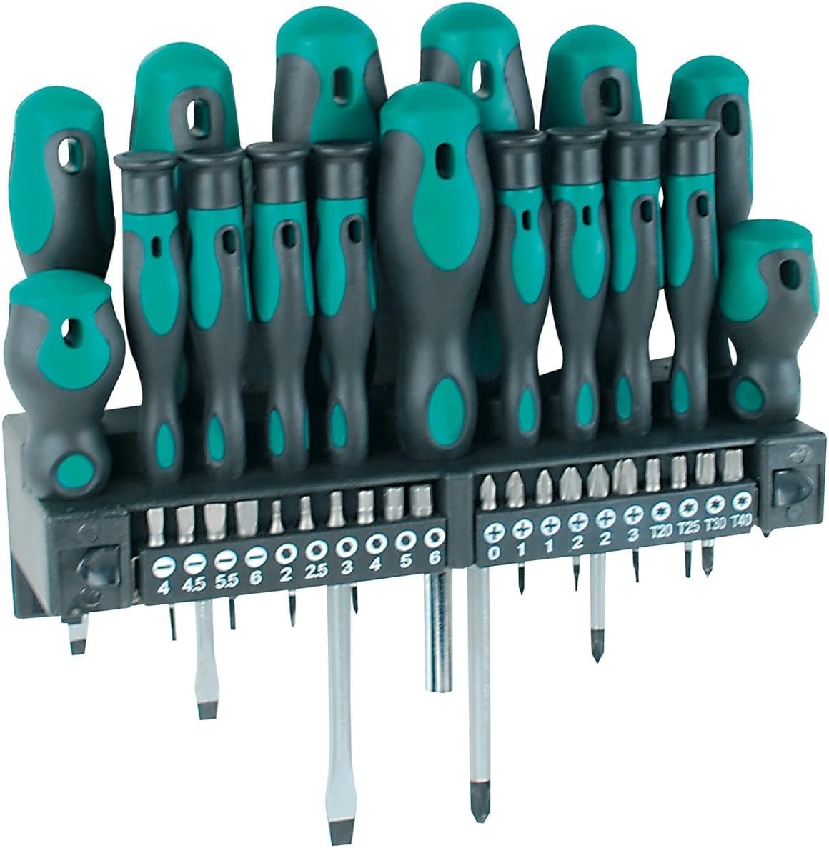 Mannesmann M98430 - Maletín con llaves de vaso y otras herramientas (215 piezas, tamaño: 12x36x51 cm), Color Verde Mannesmann
