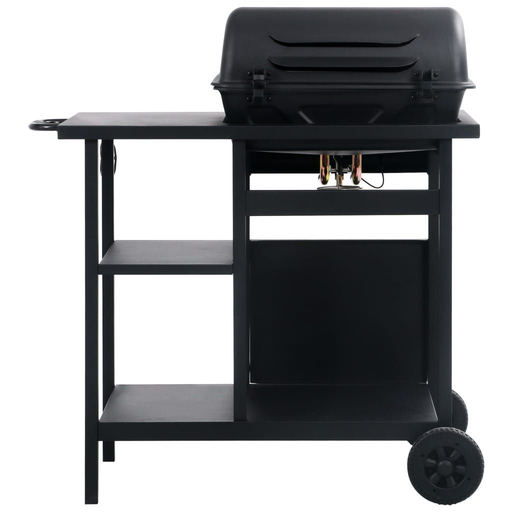 Barbacoa Portátil De Gas Con Mesita De 3 Estantes Negro Vidaxl