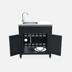 Cocina Exterior De Acero Con Fregadero De 80cm, Negro