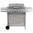Barbacoa De Gas Con 6 Fogones Plateada Vidaxl