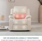 Don Descanso - Sillón Masaje Relax Calor Trevi Negro Reclinable 160º con 8 Motores Silenciosos, Calor Lumbar, Sist. Masaje 4 Zonas y Acabado en PU Anti-Cuarteo [Incluye Mando]. Ideal Gente Mayor