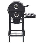 2026 Barbacoa con ruedas y estantes, negra, acero, 115 x 85 x 95 cm, barbacoa exterior