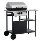 Barbacoa Portátil De Gas Con Mesita 3 Estantes Negro Y Plateado Vidaxl