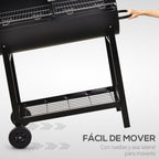 Barbacoa De Carbón De Metal 90x45x96 Cm-outsunny. Negro