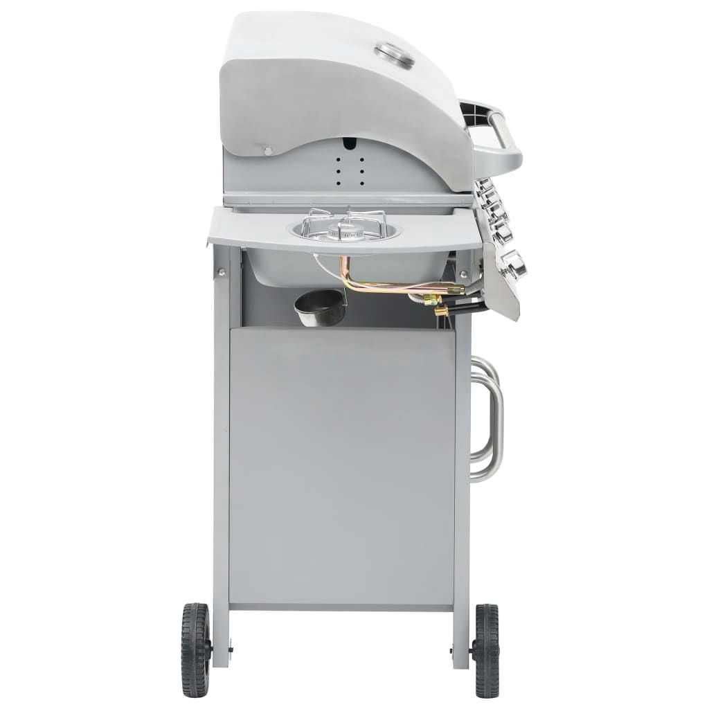 Barbacoa Grill De Gas 4+1 Quemadores Plateada Vidaxl
