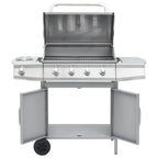 Barbacoa Grill De Gas 4+1 Quemadores Plateada Vidaxl