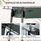 Barbacoa Carbón De Acero Inoxidable Metal 94x39x70 Cm-outsunny.verde