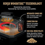 2026 Parrilla y ahumador exterior Ninja Woodfire Pro XL, termómetro, master grill 4 en 1, barbacoa ahumador, freidora de aire exterior, horno, portátil, parrilla eléctrica, gris oscuro, modelo OG850
