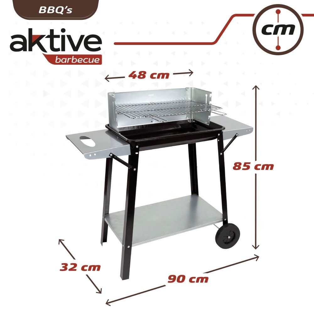 Barbacoa Carbón Portátil Con Parrilla 4 Alturas Aktive