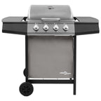 Barbacoa De Gas Con 4 Fogones Negro Y Plateado Vidaxl