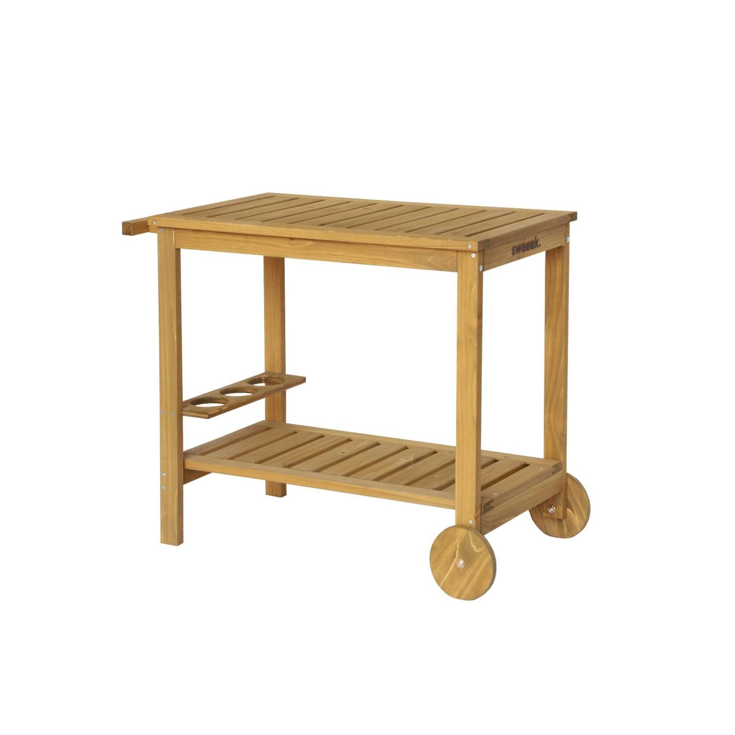 Aparador De Barbacoa De Madera Con Ruedas, Madera