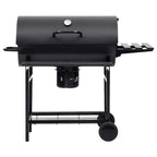 2026 Barbacoa con ruedas y estantes, negra, acero, 115 x 85 x 95 cm, barbacoa exterior