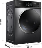 Lavadora 8Kg Carga Frontal Bolero Dresscode 8500 Inverter Steel A. 1900W, 1400 rpm, Motor Inverter Plus, Bajo Consumo, 16 Programas, SteamMax, Delay Start, Acero