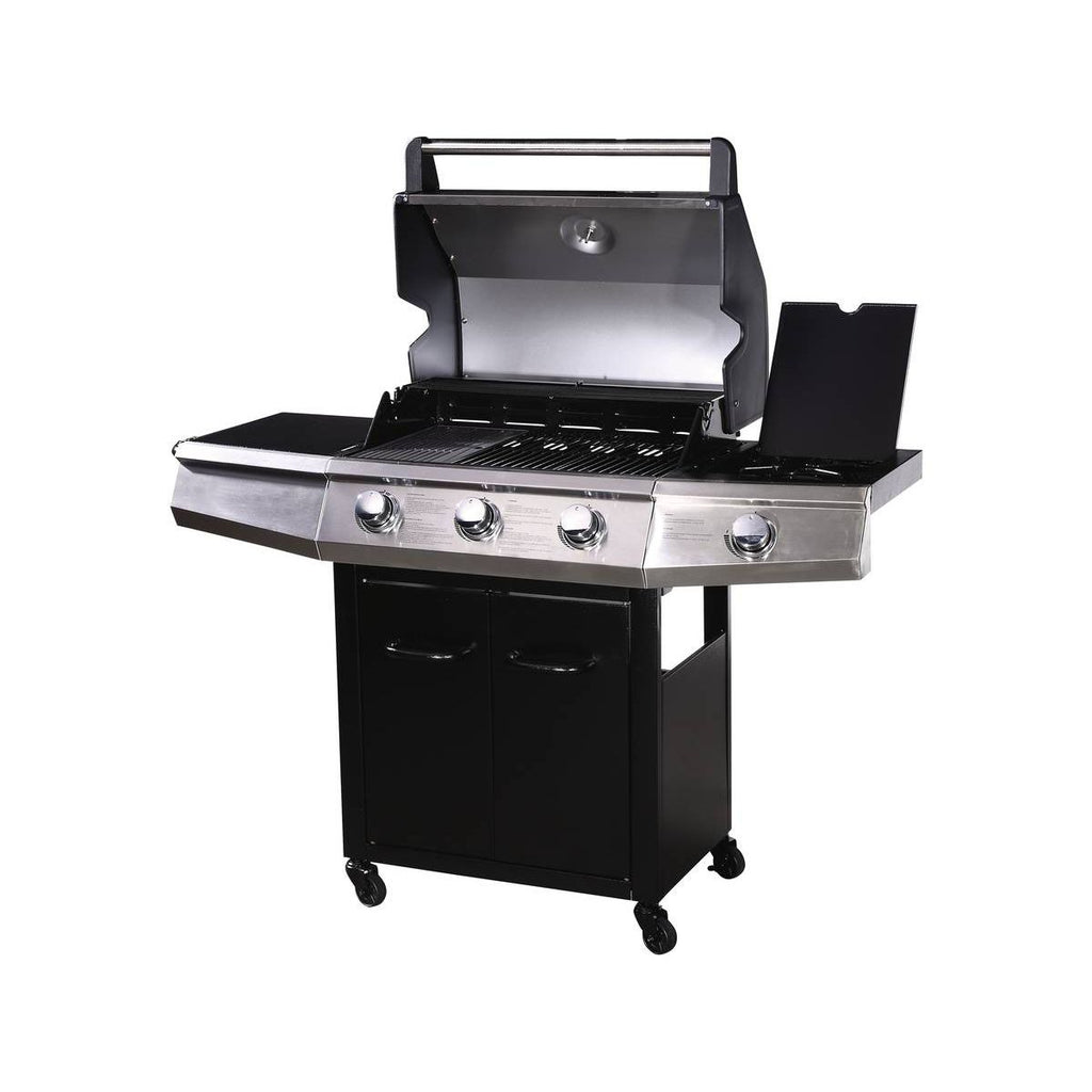 Barbacoa A Gas Con Led "bingo 4" - 4 Quemadores (1 Lateral) - 14kw + Funda De Protección- Negro