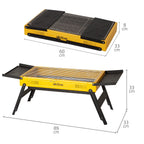 Barbacoa Carbón Plegable 89x33x33 Cm, Acero Esmaltado Con Bandejas Laterales Abatibles Y Parrilla De Acero Inoxidable - Aktive
