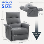 FLEXISPOT Sillón de Relax Eléctrico con Respaldo Ajustable, Reclinable de 105° a 155°, Sillon Reclinable, Sofá Relax Ergonómico Sillón para Dormitorio, Salón y Cine en casa (Gris Oscuro)