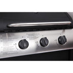 Lofoten - Barbacoa De Gas Para Exterior 3 Quemadores De 8,4 Kw Sobre Ruedas Con Tapa, 2 Parrillas De Acero Cromado, 2 Estantes Laterales, 1 Bandeja Baja Y Termómetro - Negro