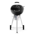 Barbacoa De Carbón Portátil Con Ruedas Kekai Yellowstone 58x47x100 Cm Redonda Con Tapa Y Encendedor Esmaltado En Negro