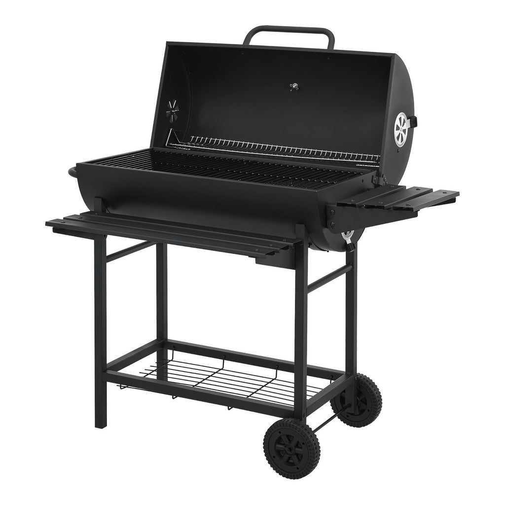Barbacoa De Carbón Armento Con 2 Ruedas Termómetro Acero - Negro [casa.pro]
