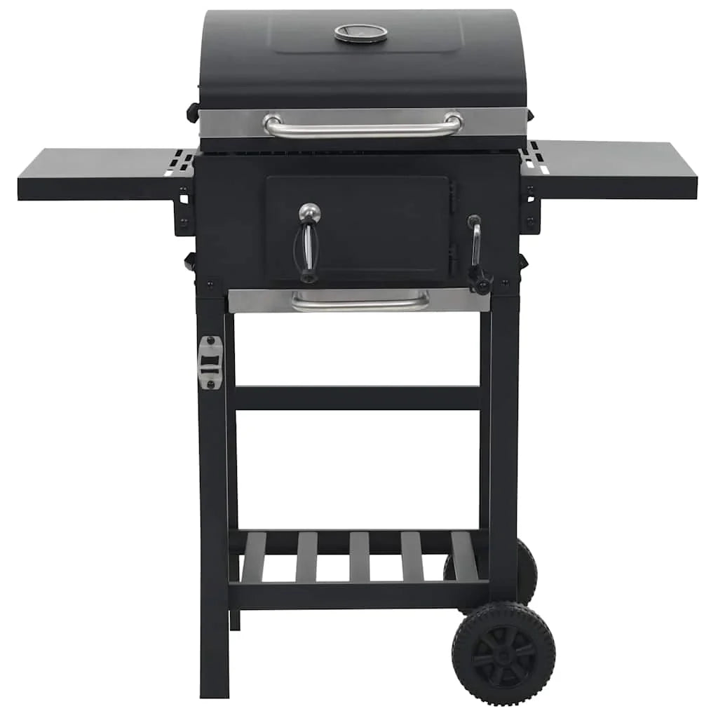 Barbacoa de carbón con estante inferior negra v6900